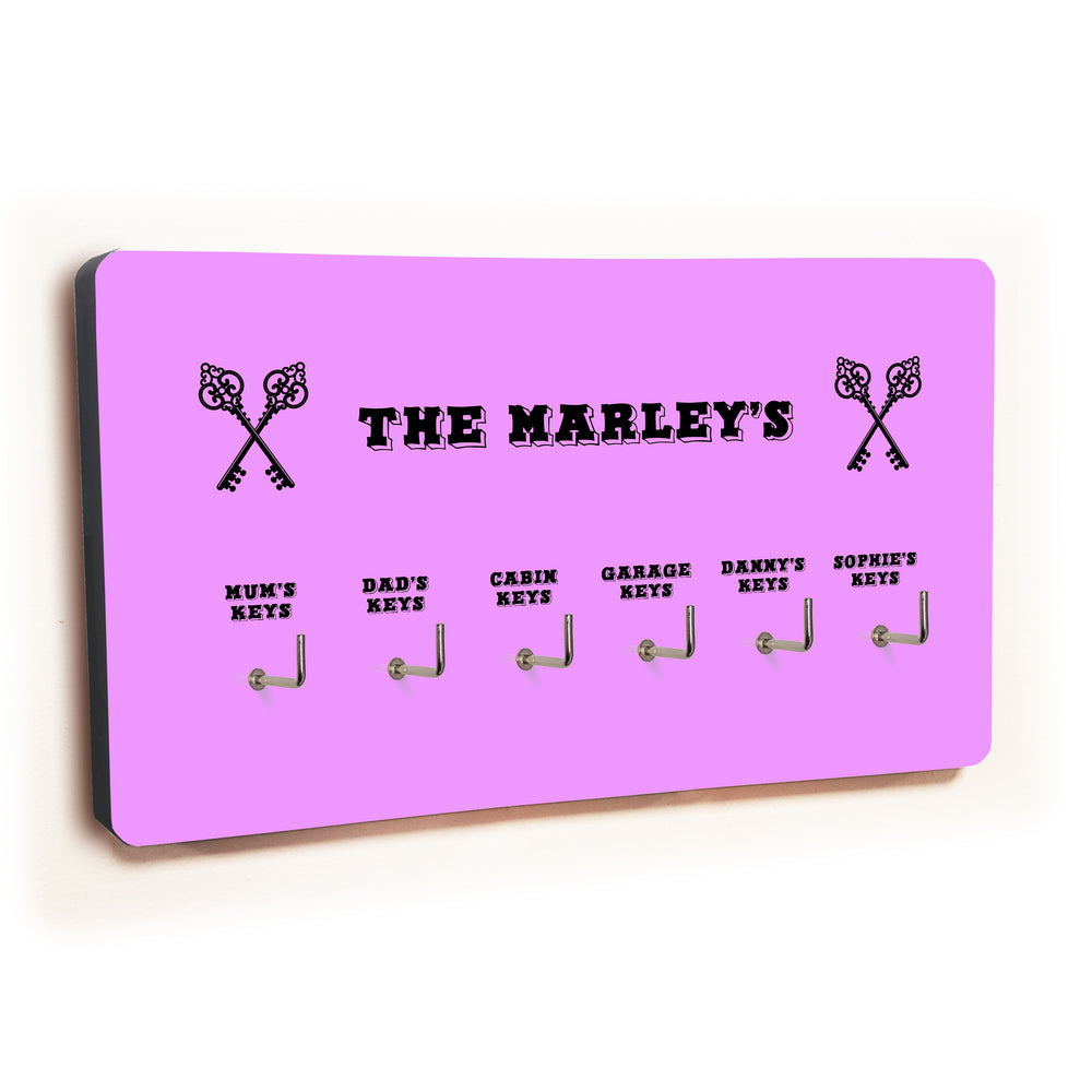 Personalised Novelty Purple 6 hook key holder - Cross keys Image 2