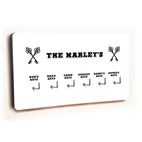 Personalised Novelty White 6 hook key holder - Cross keys Image 2