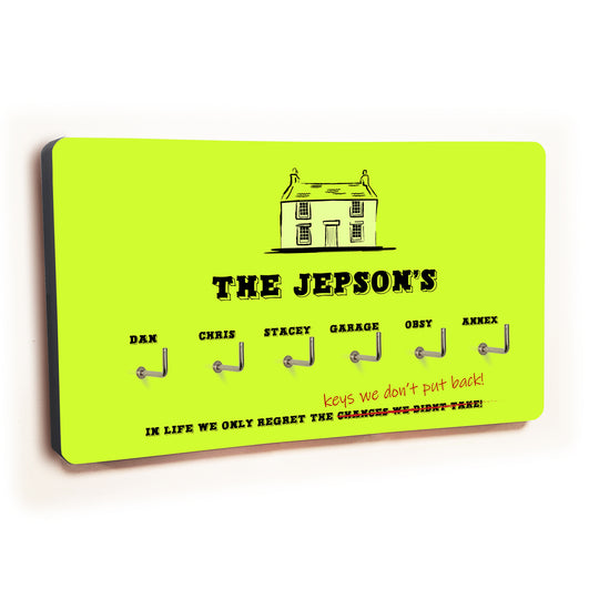 Personalised Novelty Green 6 hook key holder - House Image 2