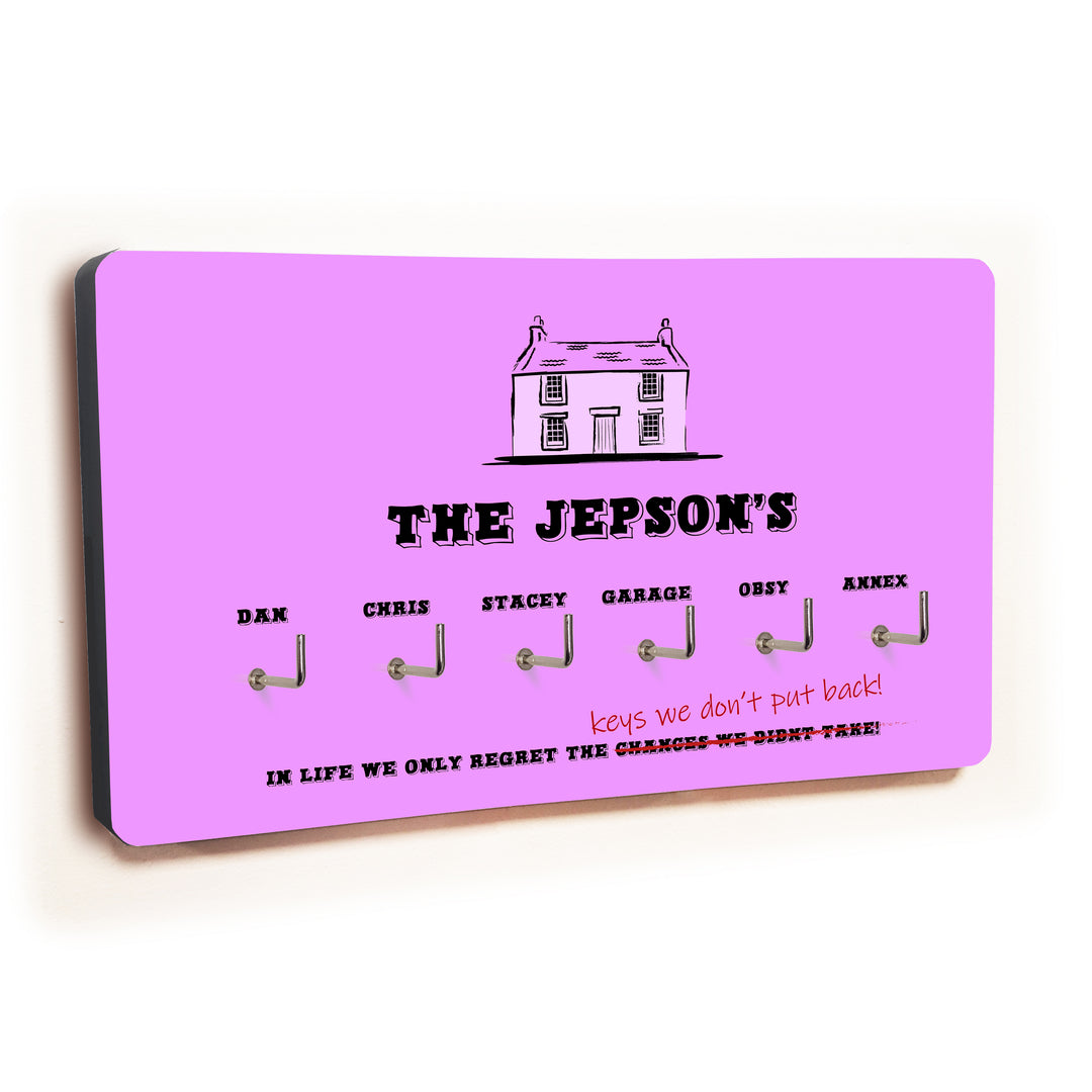 Personalised Novelty Purple 6 hook key holder - House Image 1