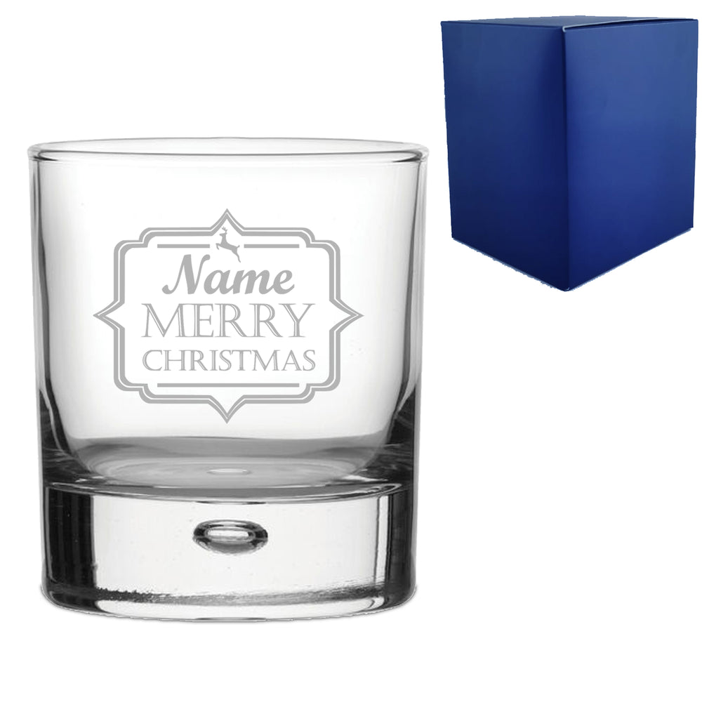 Engraved Christmas Whiskey Tumbler with Name Merry Christmas Design Image 2