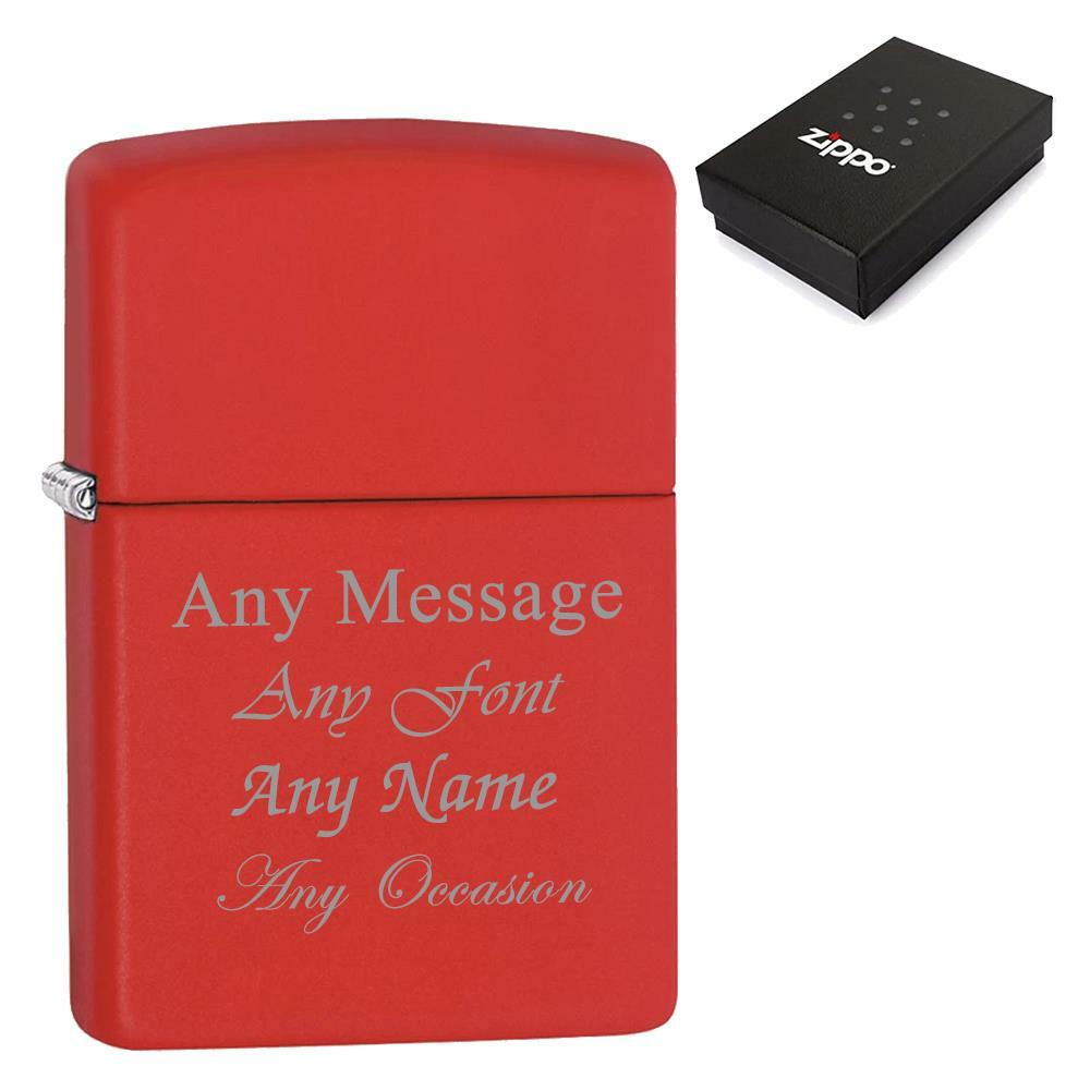 Engraved Matte Red Zippo Lighter Image 2