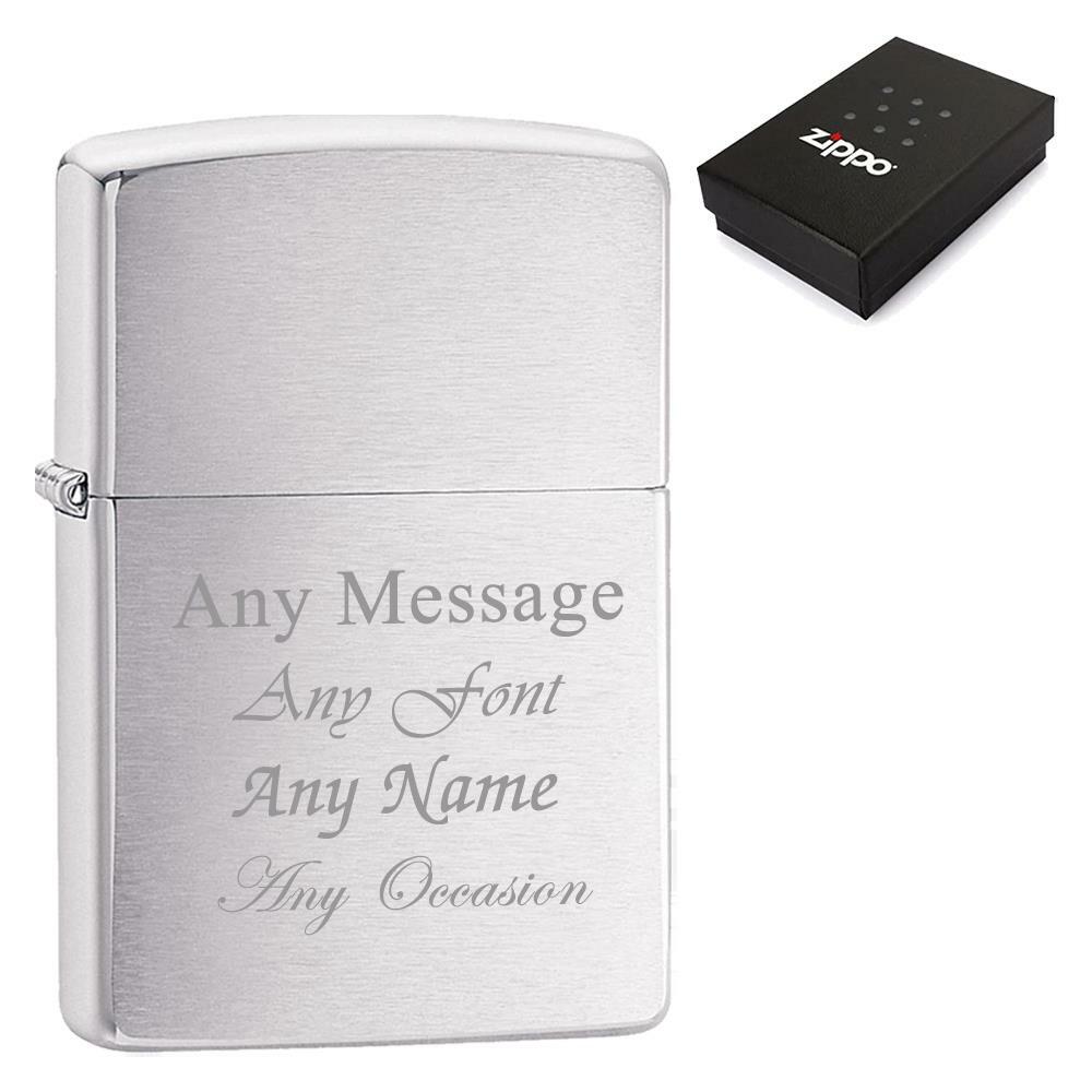 Engraved Brushed Chrome Zippo Lighter Image 2