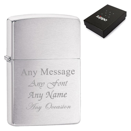 Engraved Brushed Chrome Zippo Lighter Image 1