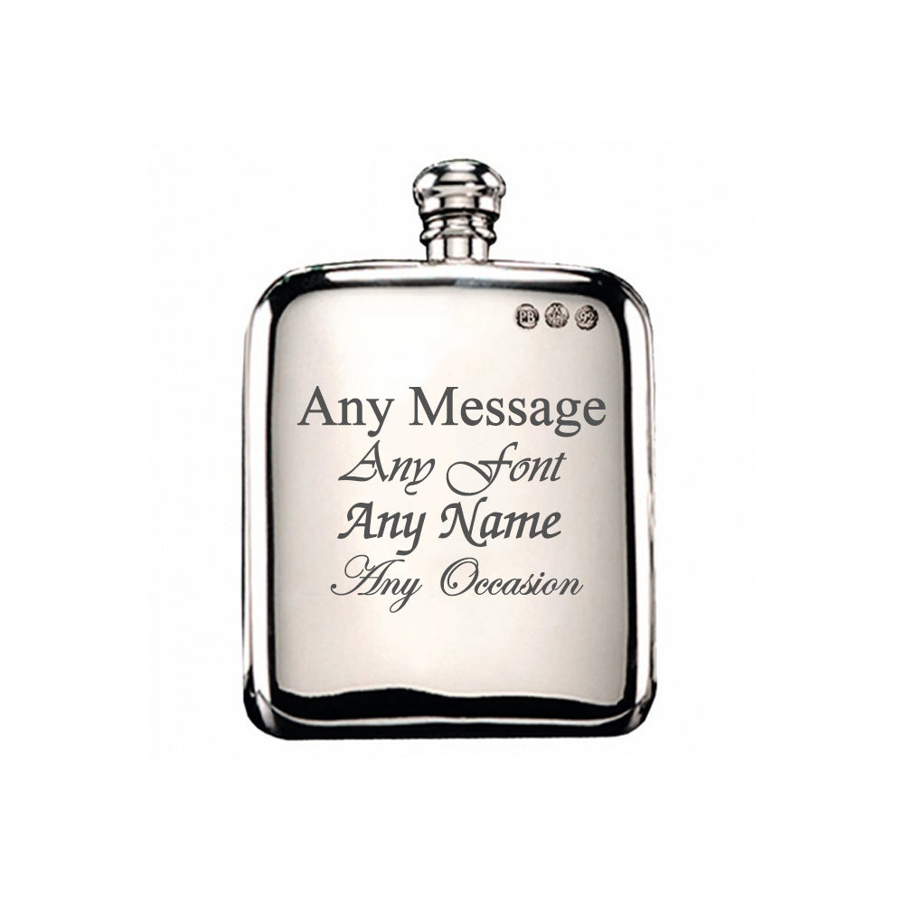 Engraved 4oz Pewter Hip Flask Image 1