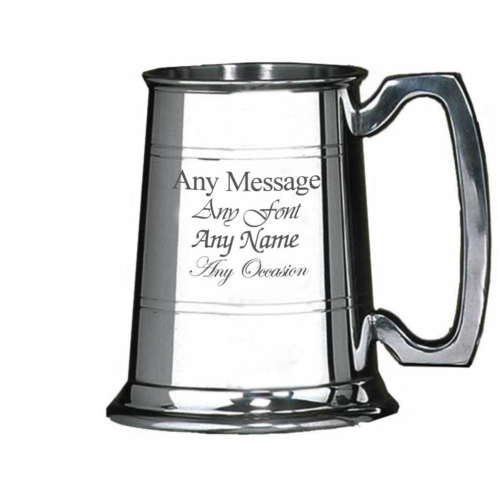 Engraved 10oz Half Pint Pewter Tankard Image 1