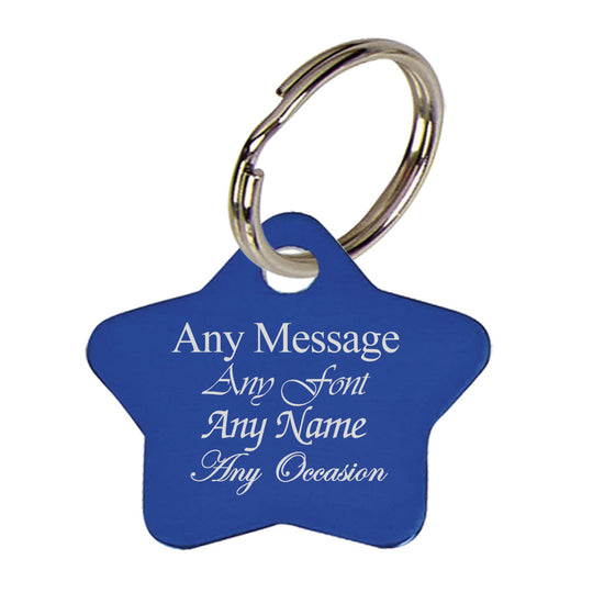 Engraved Blue Star Keyring Image 2