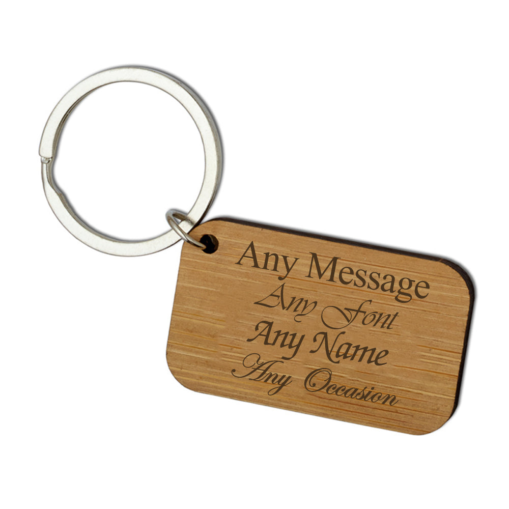 Engraved Bamboo Keyring Image 2