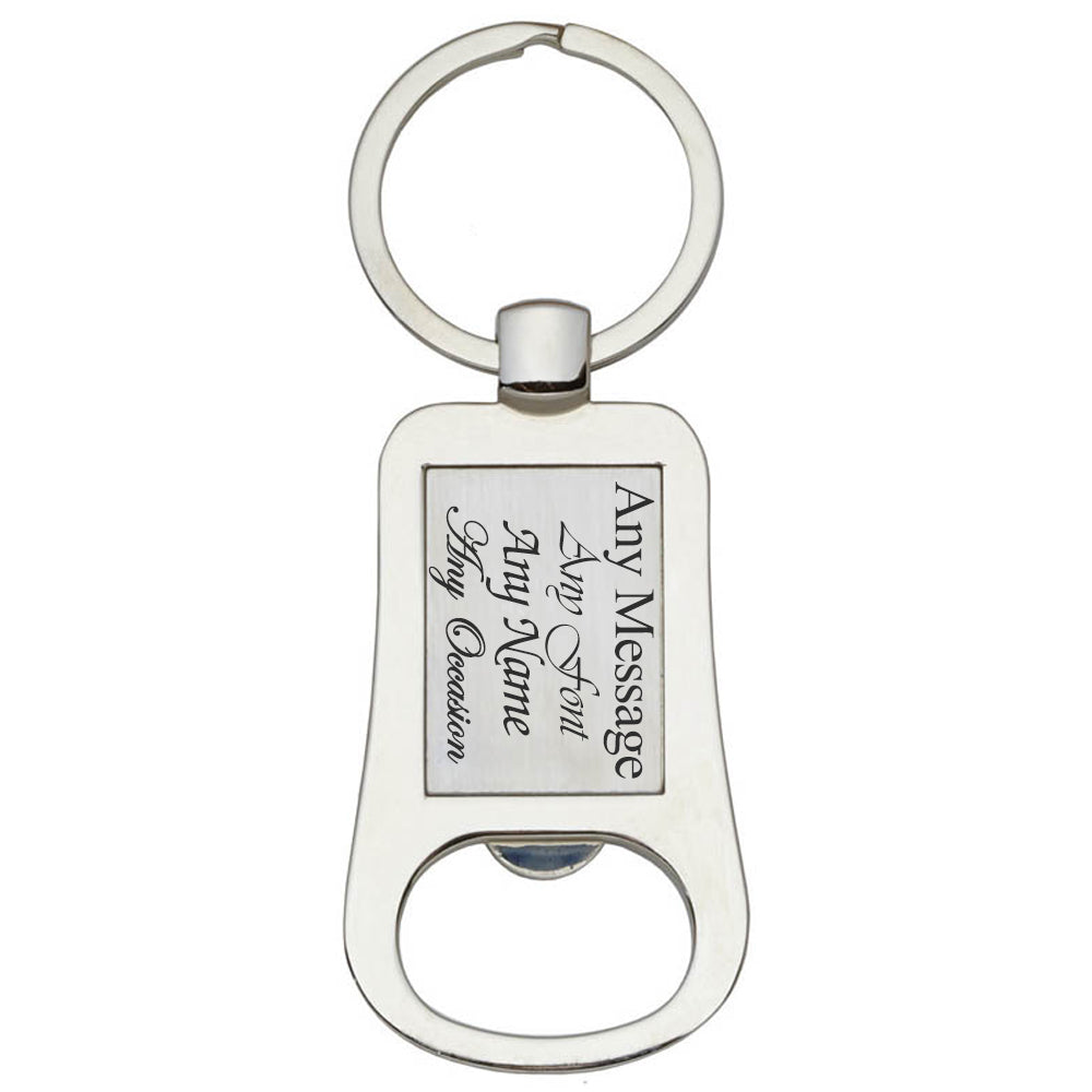 Engraved Rounded Edge Bottle Opener Keyring Image 1