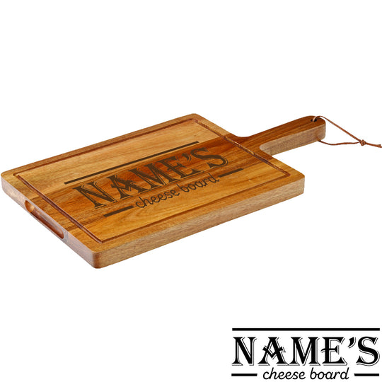 Engraved Acacia Wood Cheeseboard with Name's Cheeseboard with Border Design Image 2