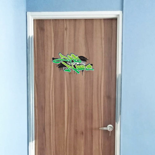 Personalised Green Graffit Sticker Perfect For Bedroom Doors or Wall Any Name Printed Simply Peel and Stick - 300mm wide Image 2