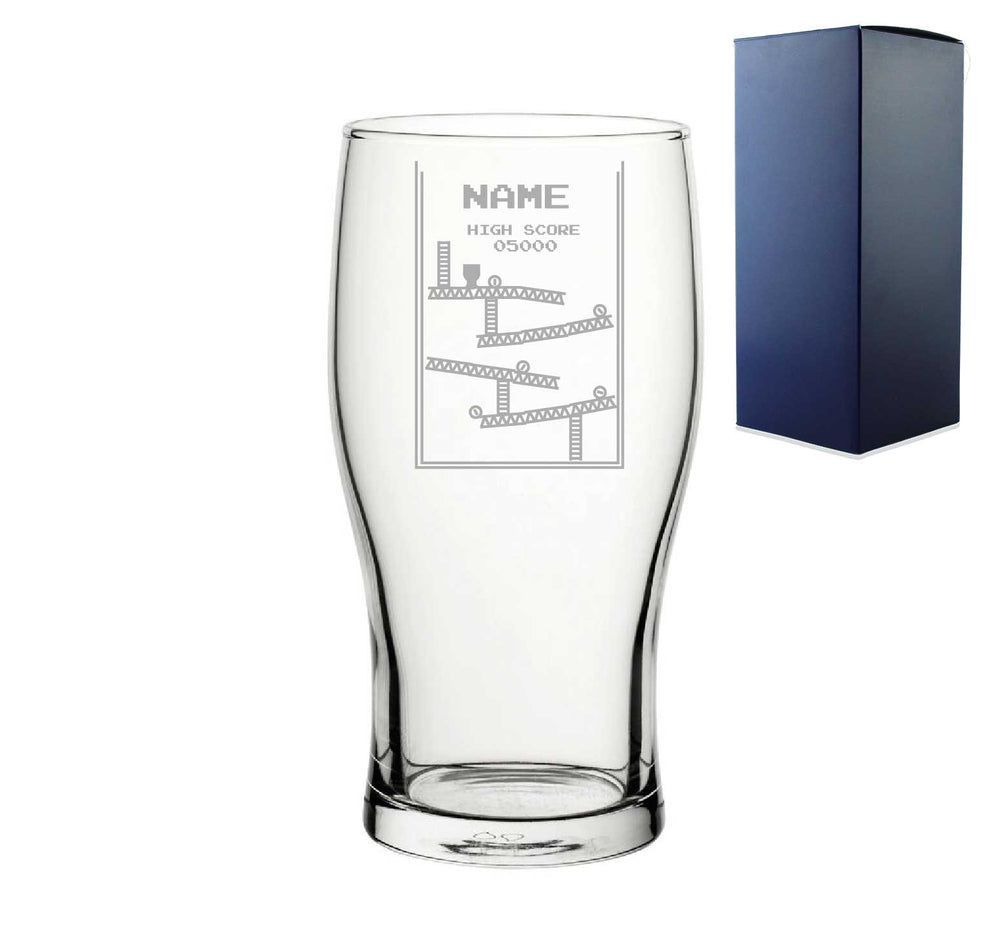 Engraved Pint Glass With Name Retro Arcade Game, Gift Boxed, Personalise with any name for any gamer Image 2