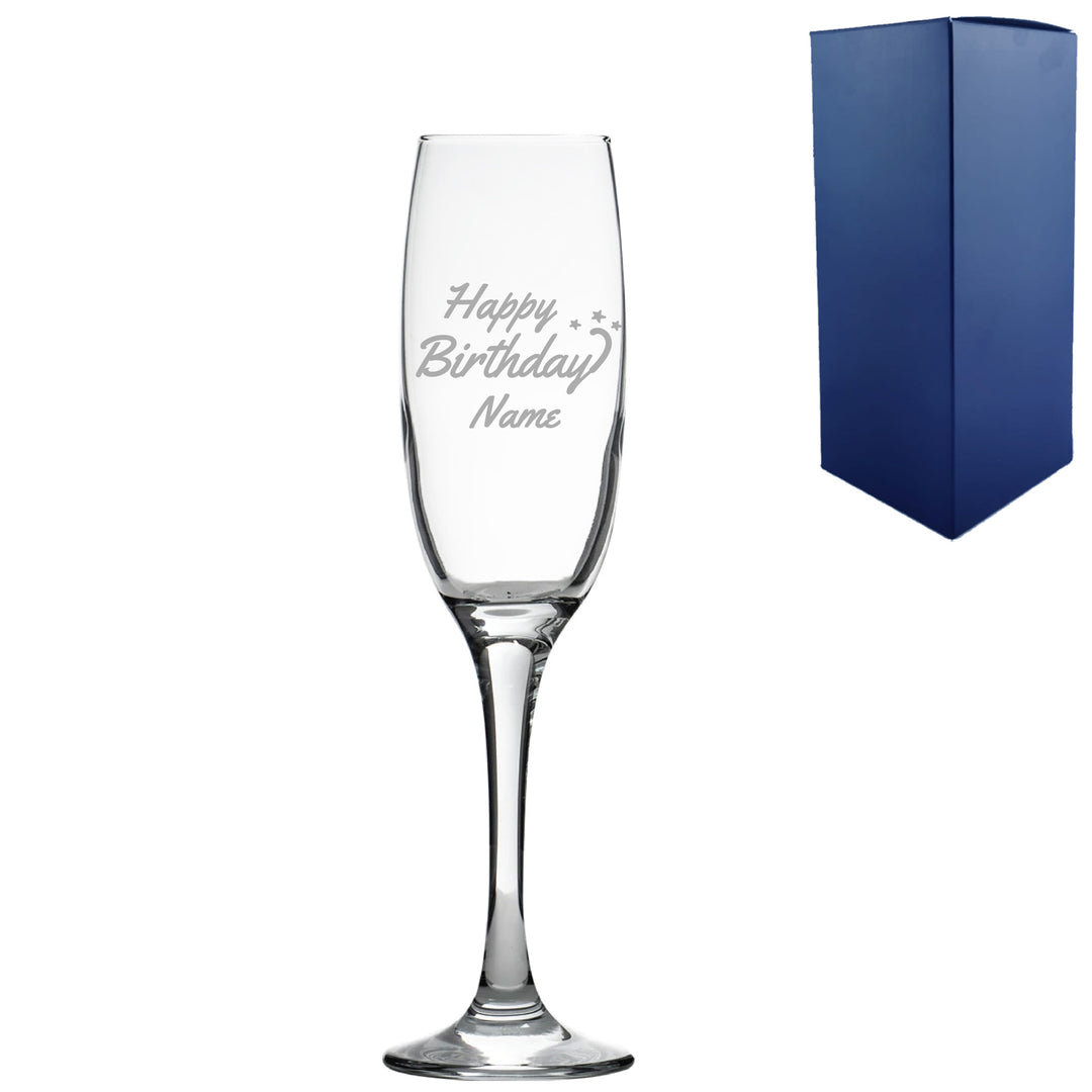 Engraved Happy Birthday champagne flute, Gift Boxed Image 2