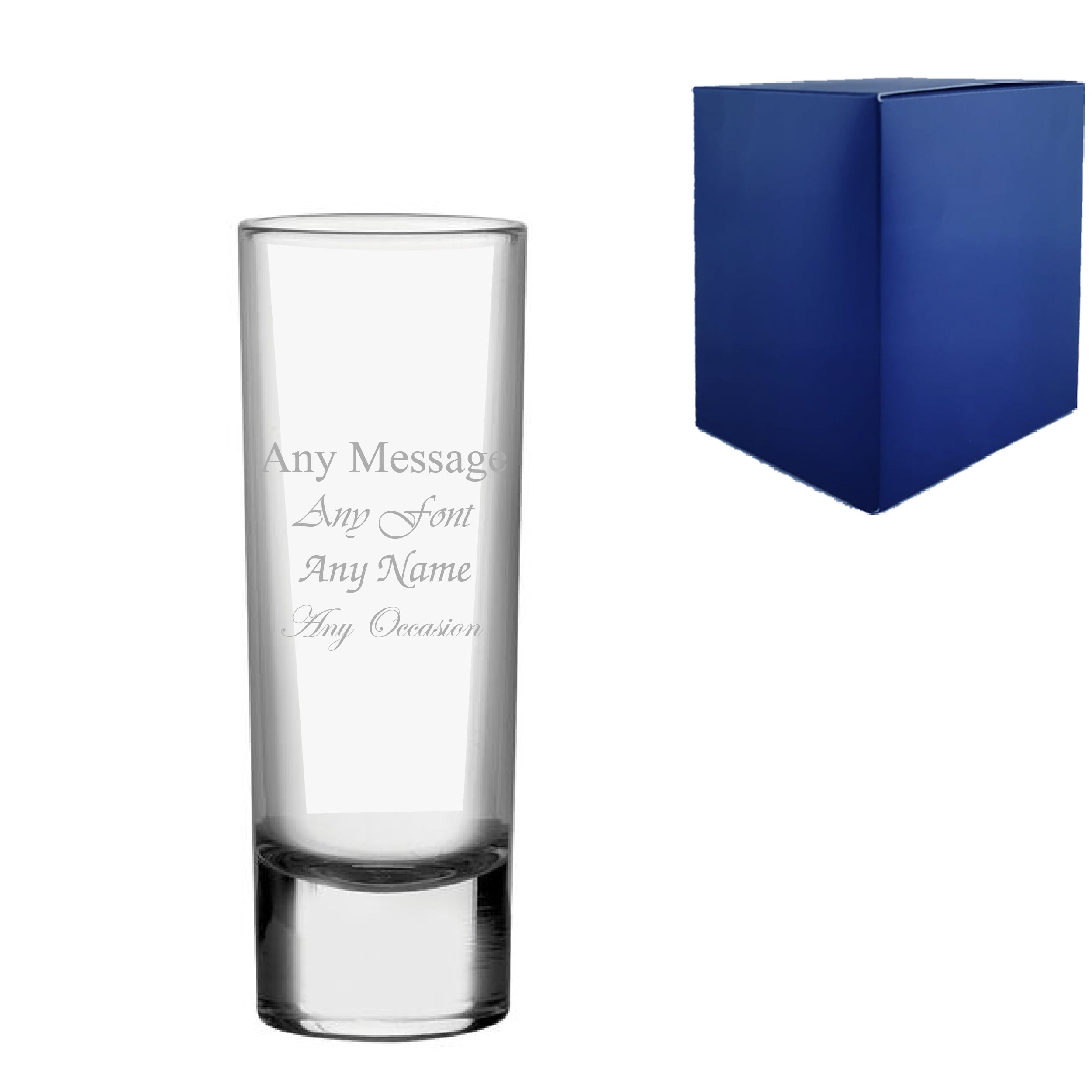 Engraved Tall Vodka Shot Glass, 2oz/59ml, Any Message Image 1