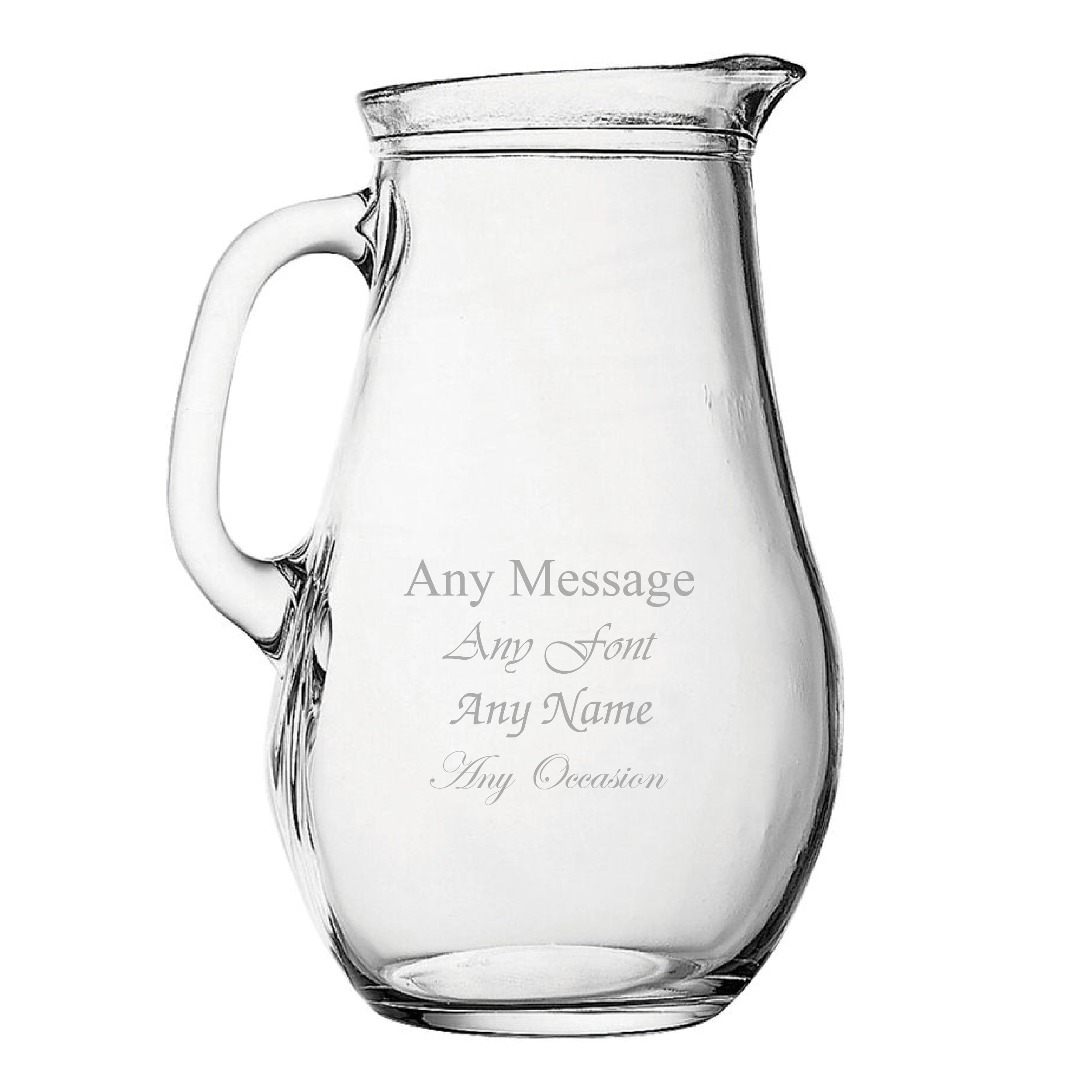 Engraved Large Bistro Jug, 1.8 litre Glass Pitcher, Any Message Image 1