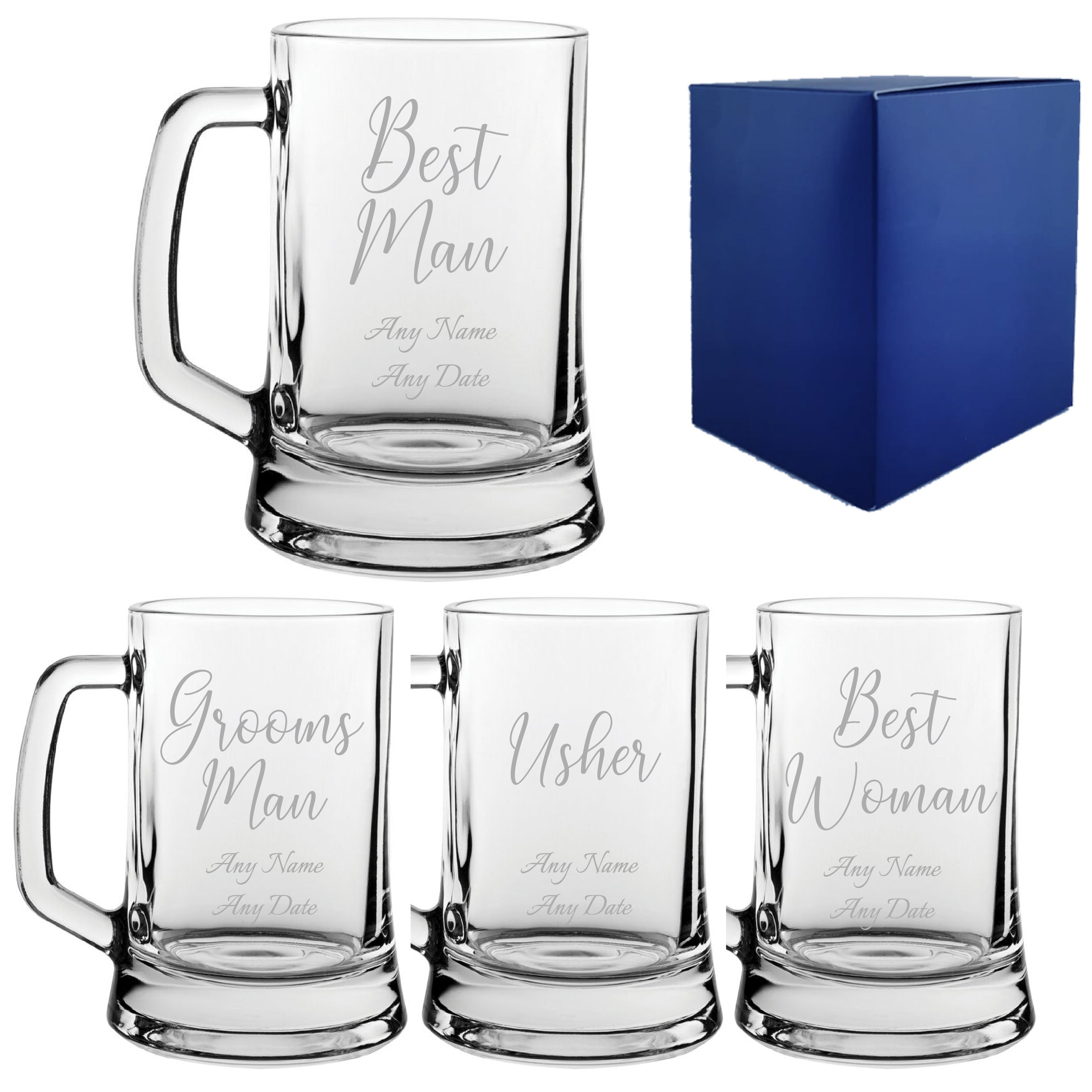 Engraved Wedding Guest Tankard, Grooms Man or Any Text, 16oz, Handwritten Font Image 1