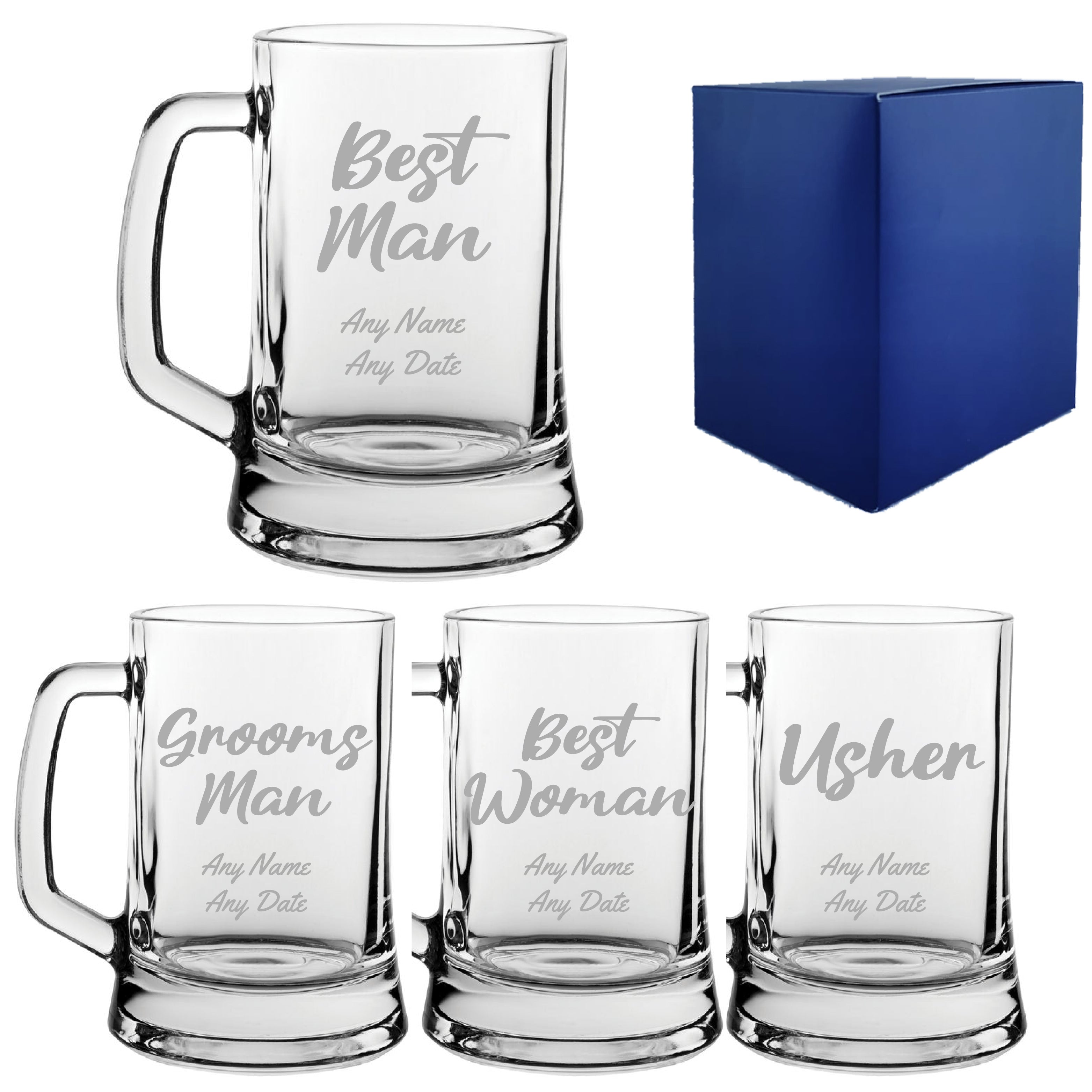 Engraved Wedding Guest Tankard, Grooms Man or Any Text, 16oz, Script Font Image 1