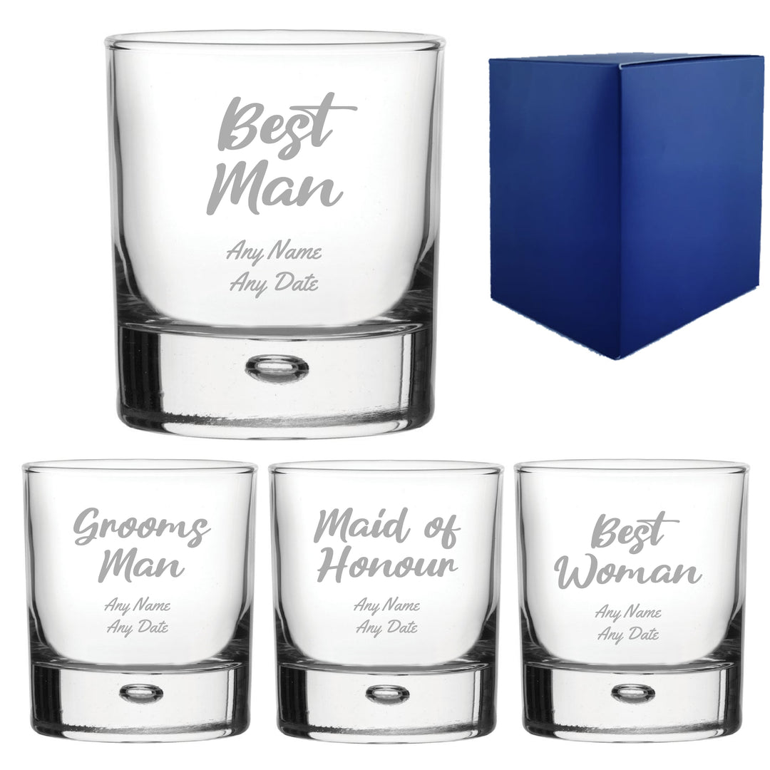 Engraved Wedding Guest Whiskey, Grooms Man or Any Text, 11.5oz, Script Font Image 1