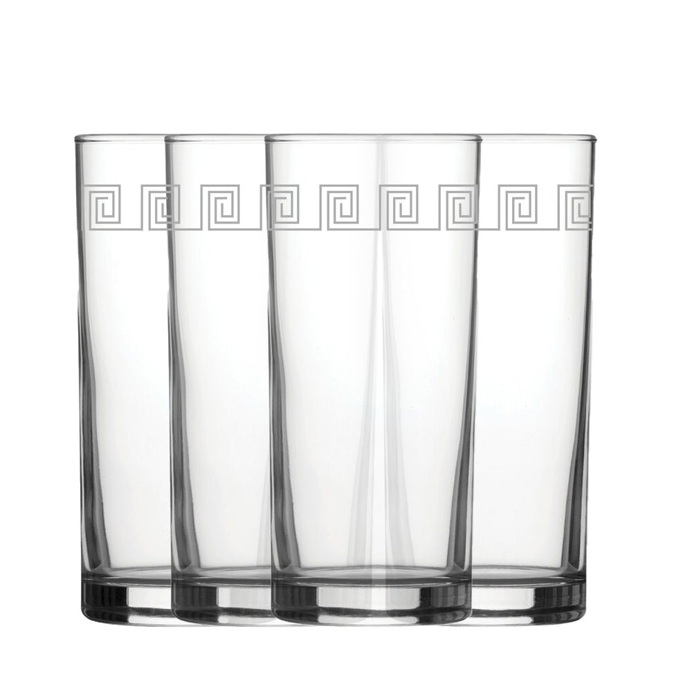 Engraved Geometric Swirls Set of 4 Patterned Hiball 12oz Glasses Image 2