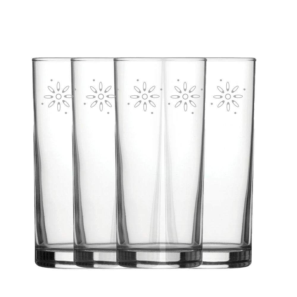 Engraved Fireworks Set of 4 Patterned Hiball 12oz Glasses Image 2