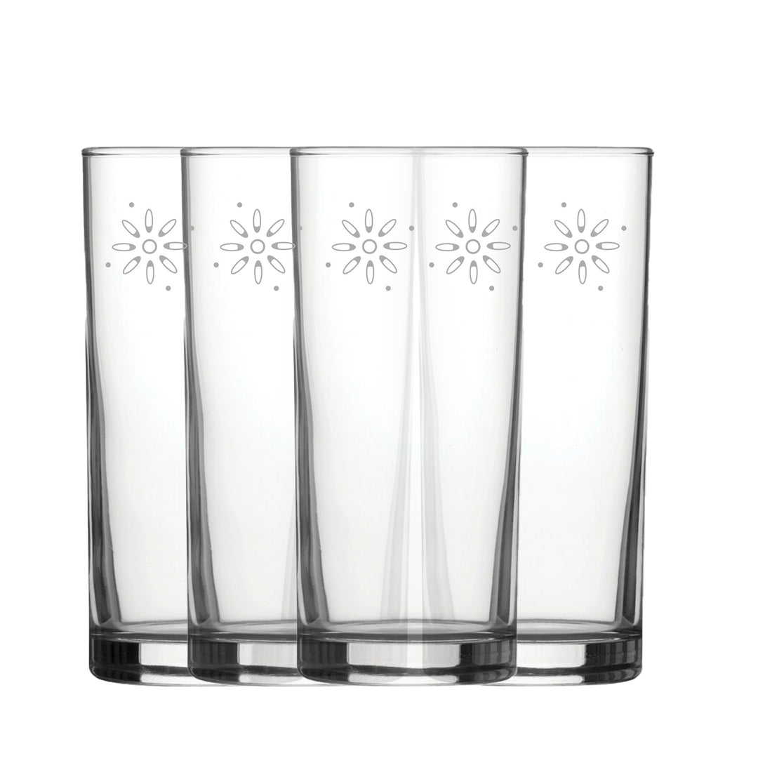 Engraved Fireworks Set of 4 Patterned Hiball 12oz Glasses Image 1