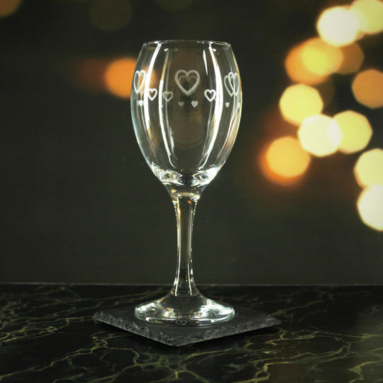 Engraved Hearts Pattern Pure Wine Set of 4 11oz Glasses Image 3