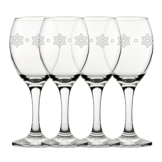 Engraved Stars Pattern Pure Wine Set of 4 11oz Glasses Image 1