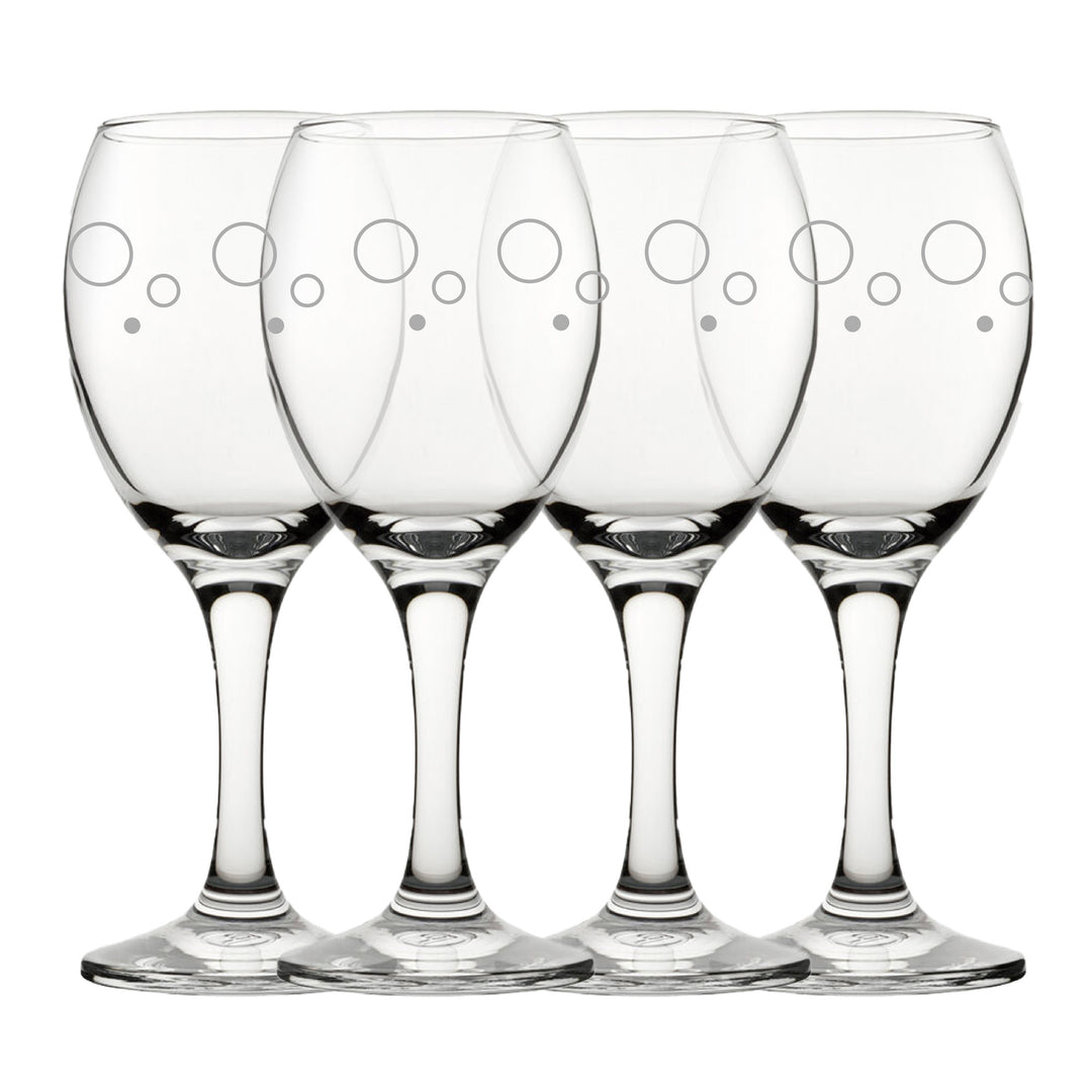 Engraved Circles Pattern Pure Wine Set of 4 11oz Glasses Image 2