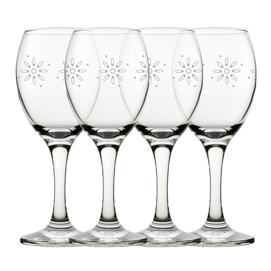 Engraved Fireworks Pattern Pure Wine Set of 4 11oz Glasses Image 1