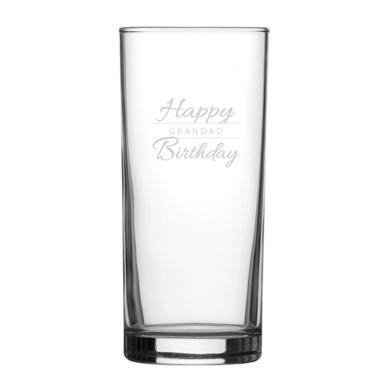 Happy Birthday Grandad Modern Design - Engraved Novelty Hiball Glass Image 1