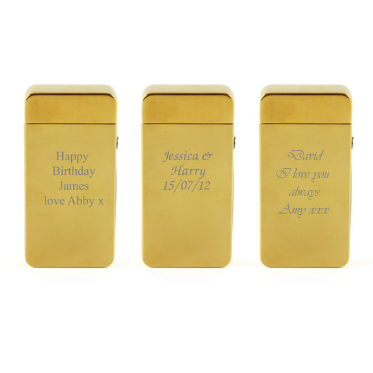 Engraved Electric Arc Lighter, Gold, Any Message, Gift Boxed Image 4