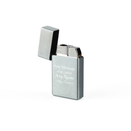 Engraved Jet Gas Lighter Silver Any Message Gift Boxed Image 3