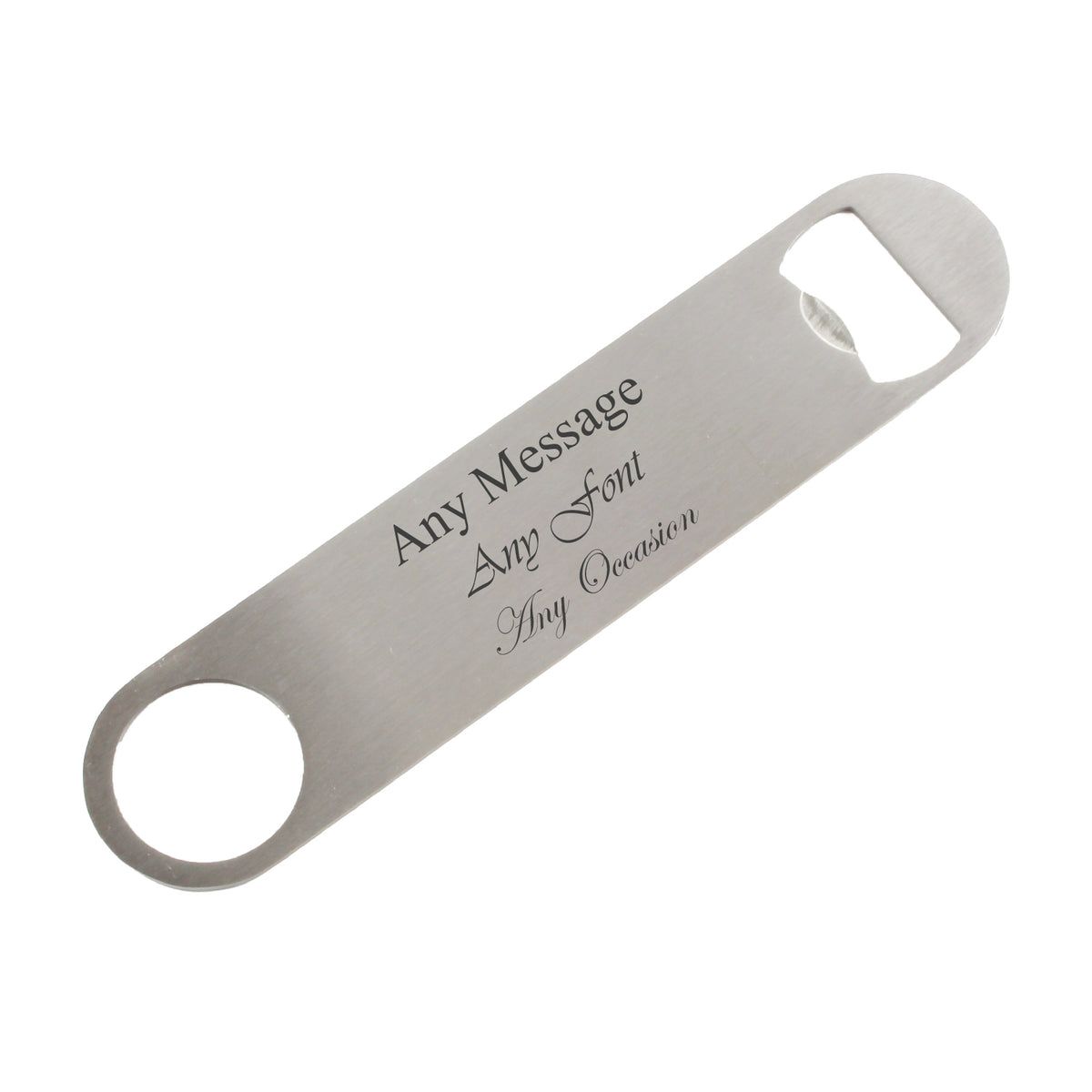 Engraved Large Steel Bar Blade Bottle Opener Any Message Image 1