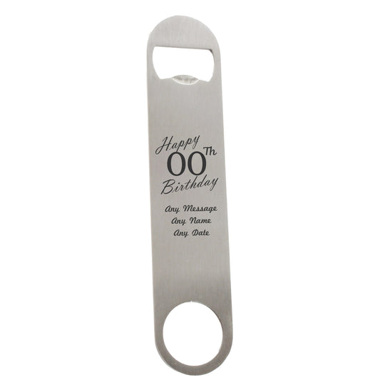 Engraved Large Steel Bar Blade Bottle Opener Happy Custom Number Birthday Image 4