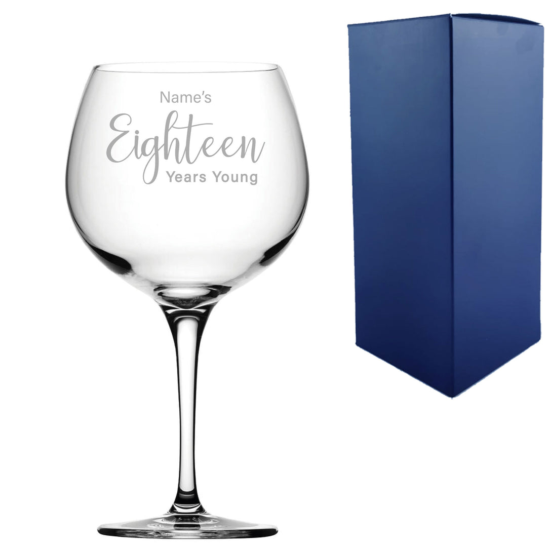 Engraved 18th Birthday Primeur Gin Glass Years Young Delicate Font Image 2