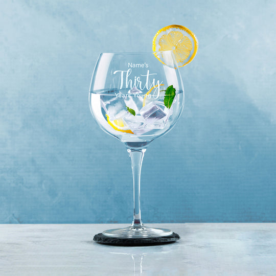 Engraved 30th Birthday Primeur Gin Glass Years Young Delicate Font Image 4