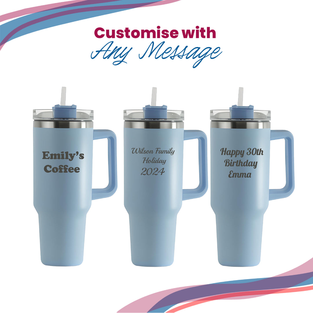 Engraved Extra Large Light Blue Travel Cup 40oz/1135ml, Any Message Image 4