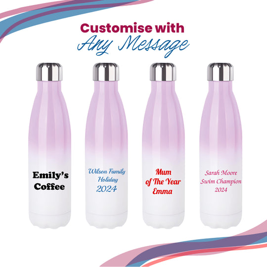 Printed Lilac Gradient Thermal Bottle, Any Message, Stainless Steel 500ml/17oz Image 5