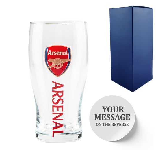 Engraved Arsenal 20oz Tulip Pint Glass, Gift Boxed Image 1