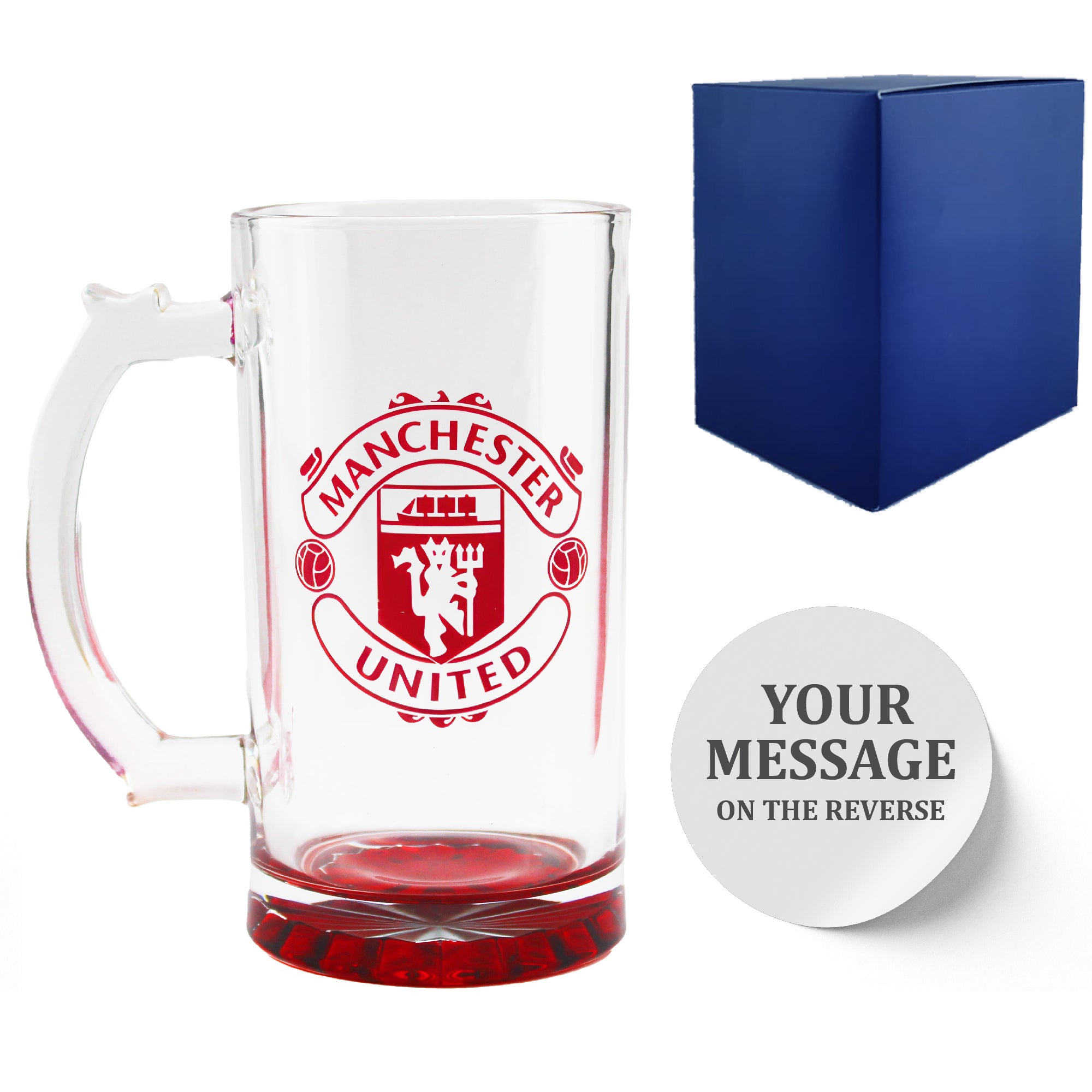 Engraved Official Manchester United 20oz Beer Mug, Gift Boxed Image 1