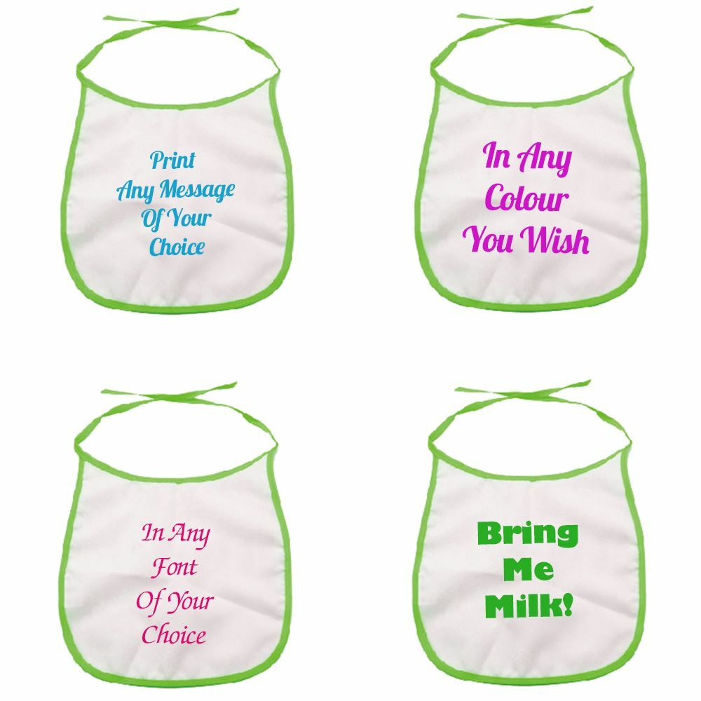 Personalised Printed Green Baby Bib Image 1