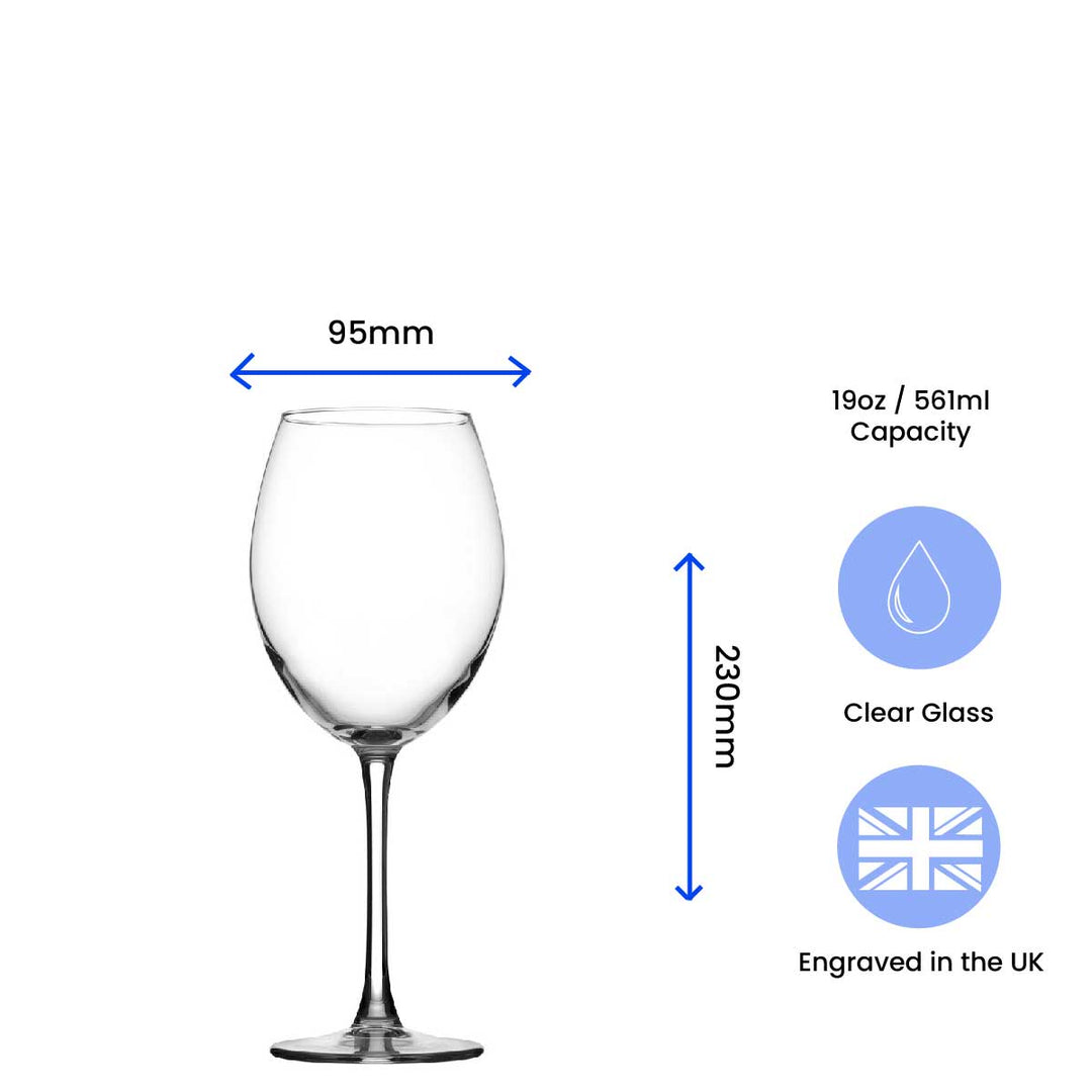 Engraved Enoteca Wine Glass with Flourish Birthday Design Image 3