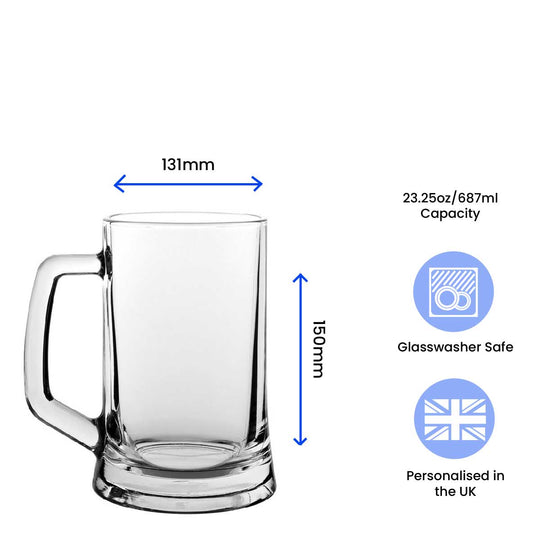 Personalised Engraved Mega Pint Beer Glass, Novelty Tankard, Bold Design Image 3